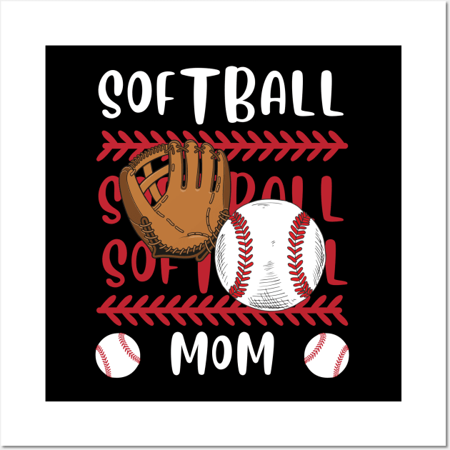 My Favorite Softball Player Calls Me Mom Gift for Softball Mother mommy mama Wall Art by BoogieCreates